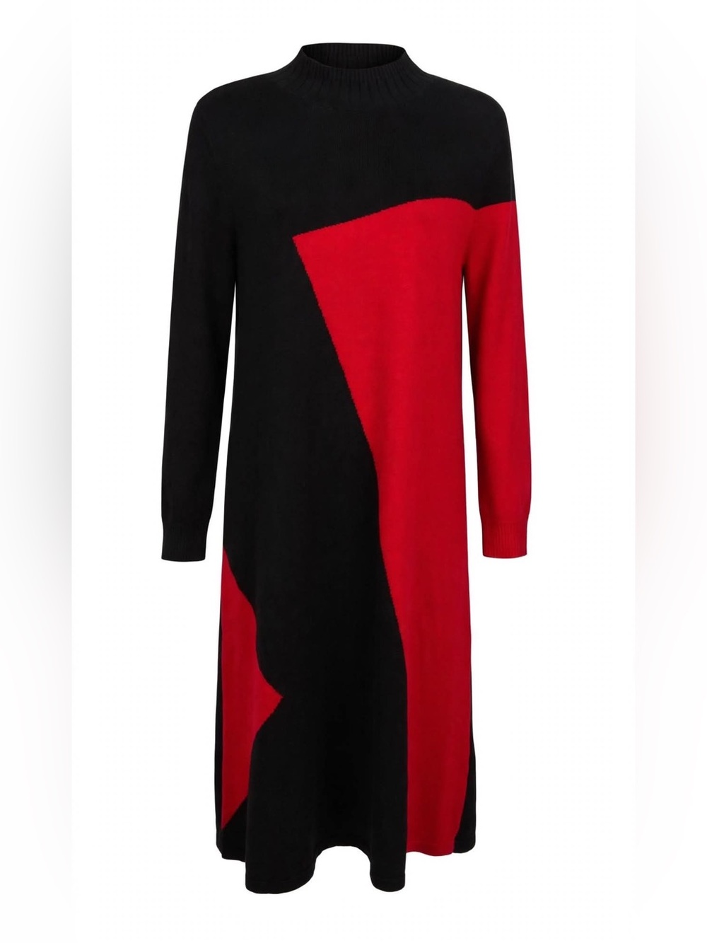 GABBY ISABELLA NWT $156.98 Size S Black Red Colorblock Geometric Sweater Dress M